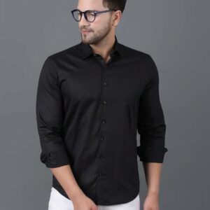 PrintCultr PLUS Plus Size Men Regular Fit Solid Curved Collar Casual Shirt